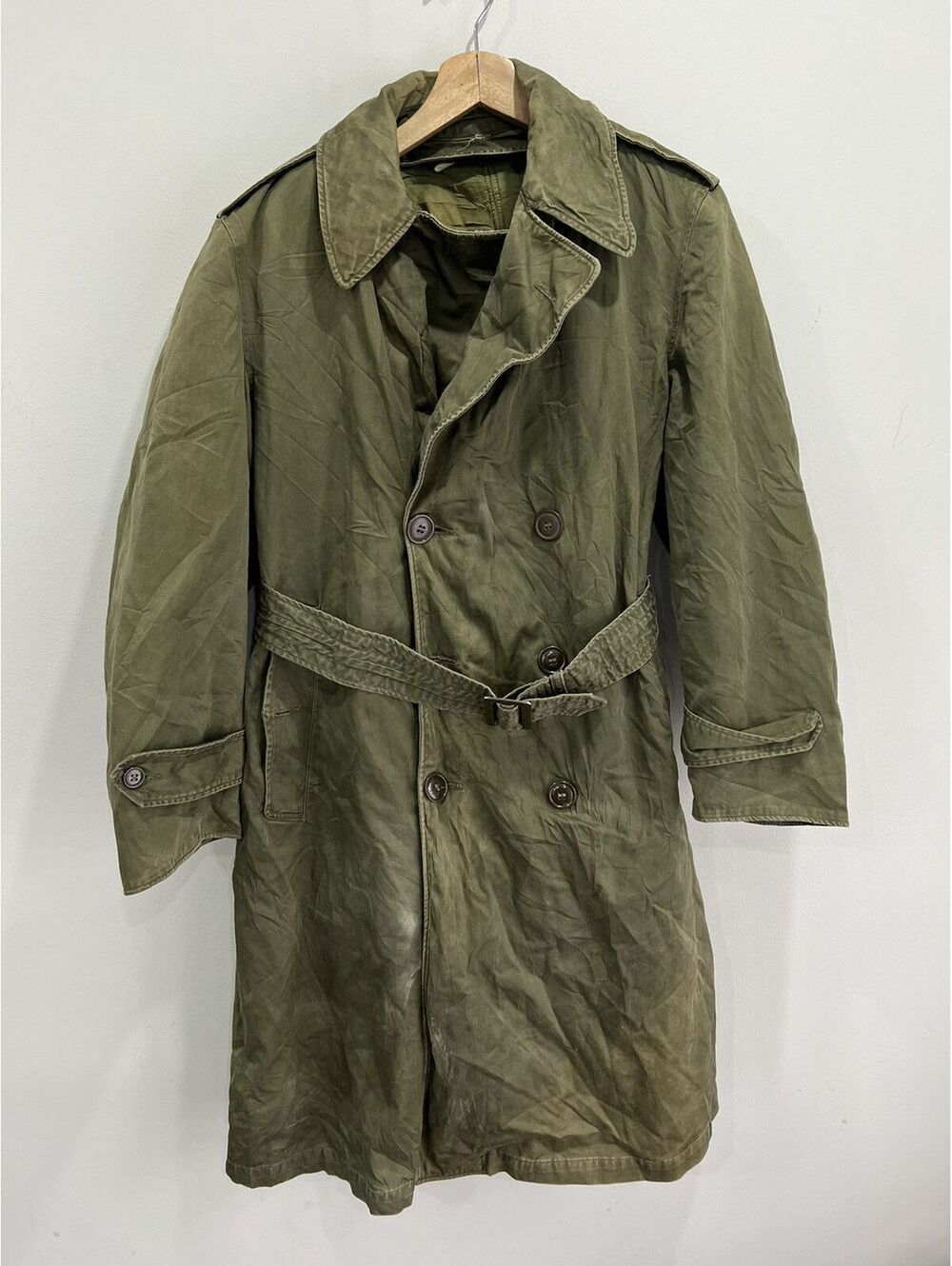 Vintage 1950s Overcoat Army Trench Jacket Small m65 field